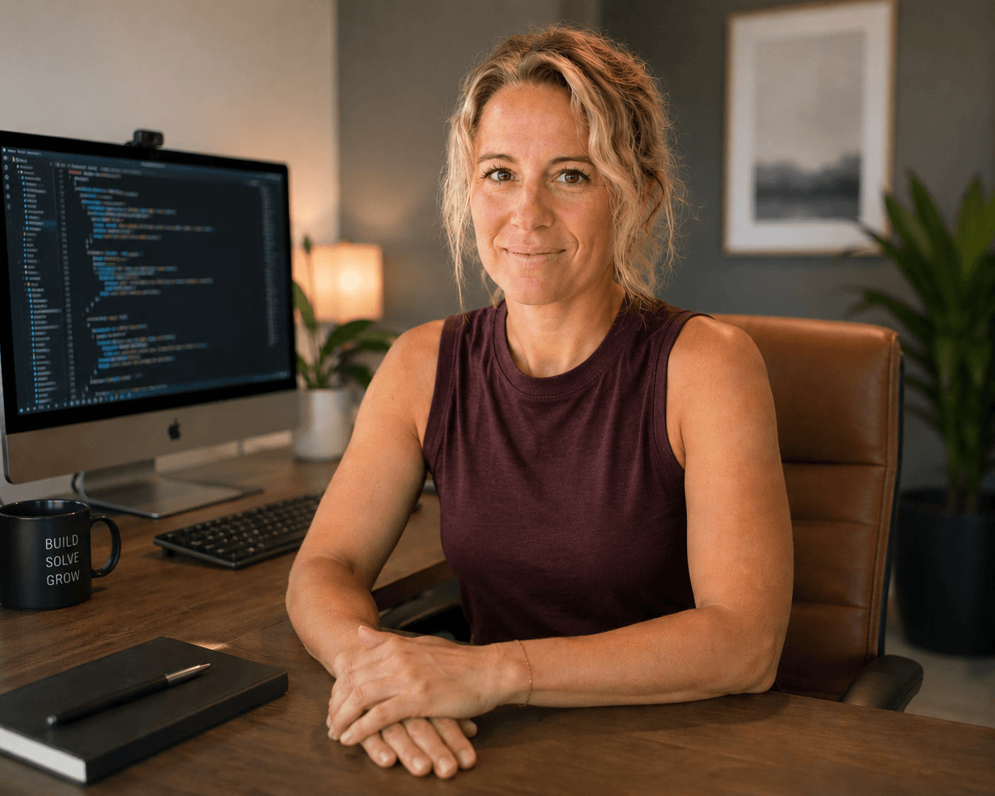Danelle Lynn at her desk